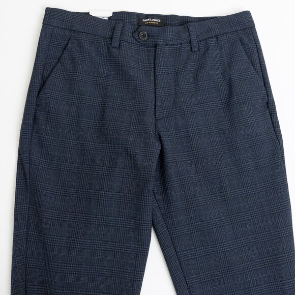 Jack & Jones Marco Slim Dress Pants 31x34 Fit Bi-Stretch Navy Check - Picture 3 of 15